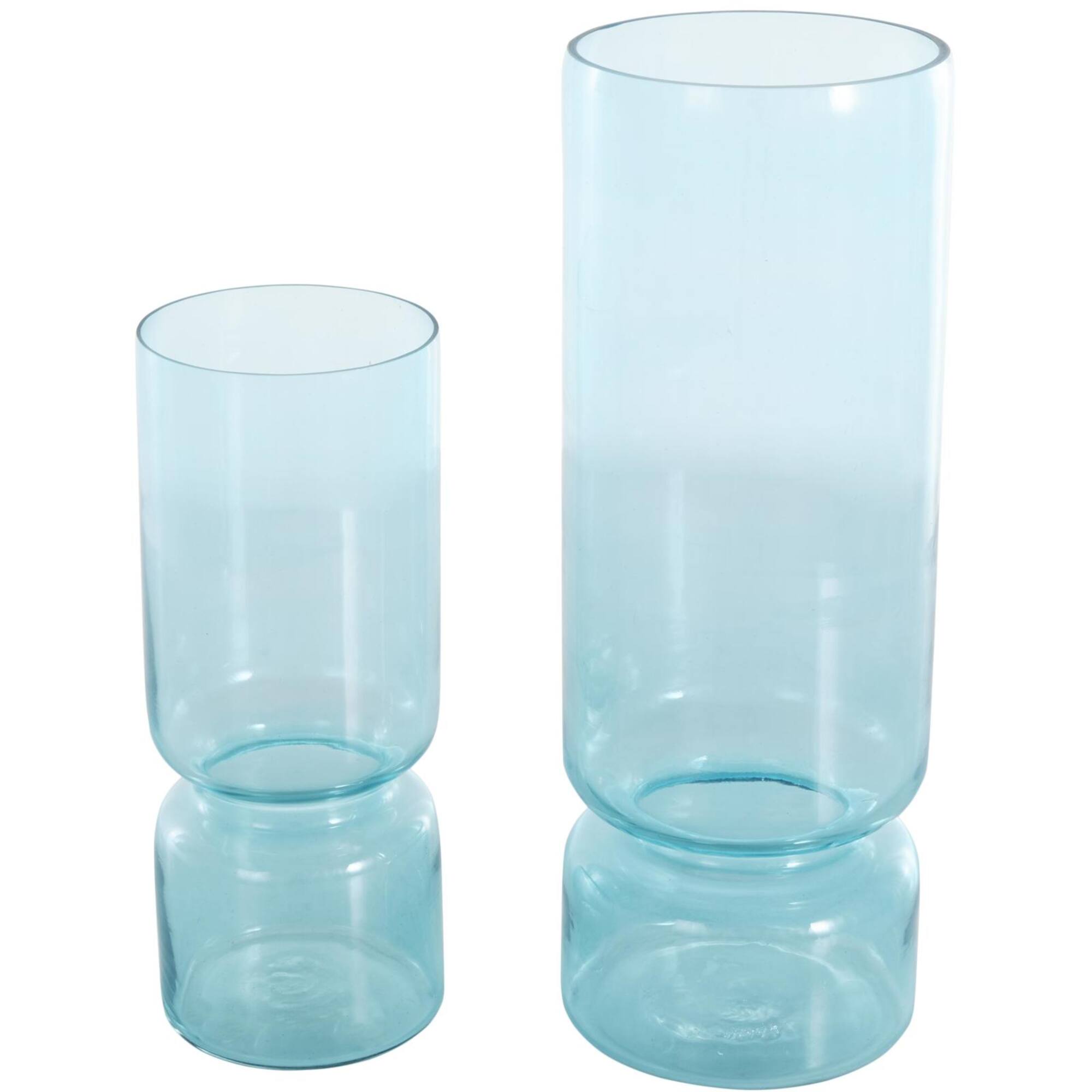 Blue Modern Round Glass Vase Set